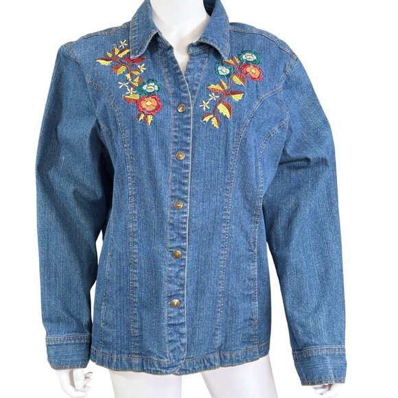Decorated Originals Womens Embroidered Denim Jacket X-Large Blue Cotton Blend - Picture 1 of 9